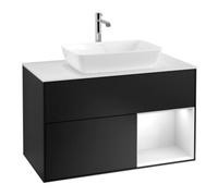 Villeroy & Boch V&B Meuble sous lavabo Finion 100, blanc mat, façade laquée blanche, bleu mat laqué Quantité:1