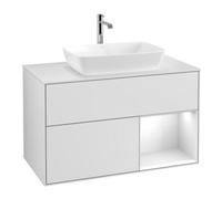 Villeroy & Boch V&B Meuble sous lavabo Finion 100, blanc mat, façade laquée blanche, corps laqué blanc Quantité:1