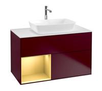 Villeroy & Boch V&B Meuble sous lavabo Finion 100, blanc mat, poignée or mat, miroir Peo m Quantité:1