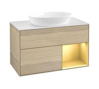 Villeroy & Boch V&B Meuble sous lavabo Finion 100, blanc mat, poignée or mat, ouverture push-to-open Quantité:1