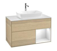 Villeroy & Boch V&B Meuble sous lavabo Finion 100, blanc mat, porte laquée blanche, poignée ven Quantité:1