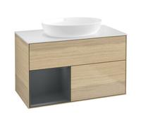 Villeroy & Boch V&B Meuble sous-lavabo Finion 100, blanc mat, porte médiane avec laque, ouverture ven Quantité:1