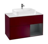 Villeroy & Boch V&B Meuble sous lavabo Finion 100, blanc mat, rangement droit moyen, avec laque, poignée métal Quantité:1
