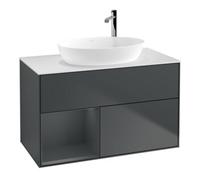 Villeroy & Boch V&B Meuble sous-lavabo Finion 100, blanc mat, rangement médium mat laqué, médium bleu mat laqué Quantité:1