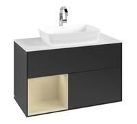 Villeroy & Boch V&B Meuble sous-lavabo Finion 100, blanc mat, rangement simple, gris mat laqué, bleu mat laqué Quantité:1