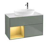 Villeroy & Boch V&B Meuble sous lavabo Finion 100, blanc mat, réglette or mat laqué, huile mat laqué Quantité:1