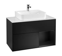 Villeroy & Boch V&B Meuble sous lavabo Finion 100, blanc mat, tiroir droit bleu mat laqué Quantité:1