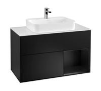 Villeroy & Boch V&B Meuble sous lavabo Finion 100, blanc mat, tiroir droit, bleu mat laqué Quantité:1
