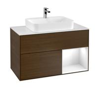 Villeroy & Boch V&B Meuble sous lavabo Finion 100, blanc mat, tiroir droit, laqué, chêne sauvage Quantité:1