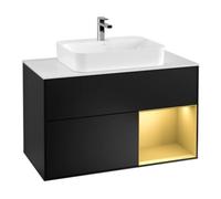 Villeroy & Boch V&B Meuble sous lavabo Finion 100, blanc mat, tiroir droit, poignée bleue mat Lac Quantité:1