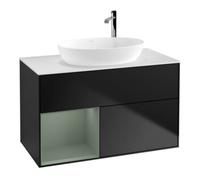 Villeroy & Boch V&B Meuble sous lavabo Finion 100, blanc mat, tiroir huilé mat, bleu mat Quantité:1