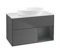 Villeroy & Boch V&B Meuble sous lavabo Finion 100, blanc mat, tiroir médian avec laque, anthracite mat Quantité:1