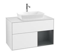 Villeroy & Boch V&B Meuble sous lavabo Finion 100, blanc mat, tiroir médian avec laque blanche brillante Quantité:1