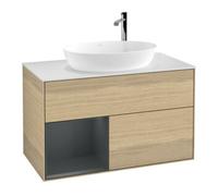 Villeroy & Boch V&B Meuble sous lavabo Finion 100, blanc mat, tiroir médian avec laque, poignée ven Quantité:1