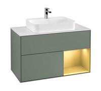 Villeroy & Boch V&B Meuble sous lavabo Finion 100, blanc, réglette droite or, olivier laqué Quantité:1