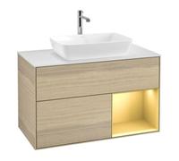 Villeroy & Boch V&B Meuble sous-lavabo Finion 100, blanc, réglette or mat, venise ouverte Quantité:1