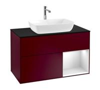 Villeroy & Boch V&B Meuble sous-lavabo Finion 100, bleu clair, étagère blanche, laqué, poignée métal Quantité:1