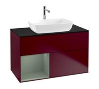 Villeroy & Boch V&B Meuble sous lavabo Finion 100, bleu clair, étagère, laqué, poignée métal Quantité:1