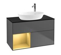 Villeroy & Boch V&B Meuble sous lavabo Finion 100, bleu clair mat, cadre doré mat, anthracite mat Quantité:1