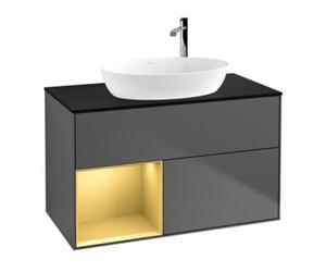 Villeroy & Boch V&B Meuble sous lavabo Finion 100, bleu clair mat, cadre doré mat, anthracite mat Quantité:1