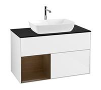 Villeroy & Boch V&B Meuble sous lavabo Finion 100, bleu clair, rangement mural, blanc brillant, laqué Quantité:1