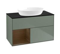 Villeroy & Boch V&B Meuble sous lavabo Finion 100, bleu clair, rangement valet, huile mat laqué Quantité:1