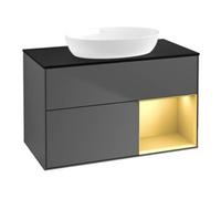 Villeroy & Boch V&B Meuble sous lavabo Finion 100, bleu clair, réglette or, anthracite m Quantité:1