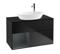 Villeroy & Boch V&B Meuble sous-lavabo Finion 100, bleu mat, étagère médiane, laqué bleu mat Quantité:1