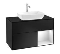 Villeroy & Boch V&B Meuble sous lavabo Finion 100, bleu mat, rayures blanches mat, laqué bleu mat Quantité:1