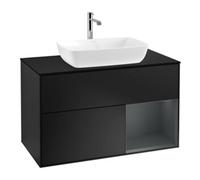 Villeroy & Boch V&B Meuble sous lavabo Finion 100, bleu mat, tiroir médian mat laqué bleu Quantité:1