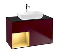 Villeroy & Boch V&B Meuble sous lavabo Finion 100, bleu, porte coulissante, laqué, poignée métal Quantité:1