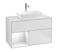 Villeroy & Boch V&B Meuble sous lavabo Finion 100, éclairage mural, blanc laqué, blanc mat laqué Quantité:1