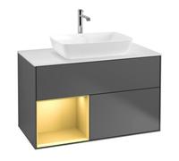 Villeroy & Boch V&B Meuble sous lavabo Finion 100, éclairage mural, blanc mat, réglette or mat, anthracite mat Quantité:1
