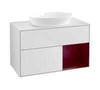 Villeroy & Boch V&B Meuble sous lavabo Finion 100, éclairage mural, blanc mat, tiroir Peo mat laqué, blanc mat laqué Quantité:1