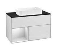 Villeroy & Boch V&B Meuble sous lavabo Finion 100, éclairage mural, placard bas, porte gauche, blanc mat laqué Quantité:1
