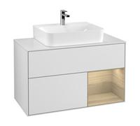 Villeroy & Boch V&B Meuble sous-lavabo Finion 100, éclairage mural, placard blanc, réglette droite, blanc mat laqué Quantité:1