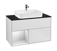 Villeroy & Boch V&B Meuble sous lavabo Finion 100, éclairage mural, placard gauche, blanc mat laqué Quantité:1