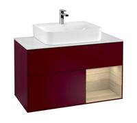 Villeroy & Boch V&B Meuble sous lavabo Finion 100, panneau de fermeture blanc mat, étagère réglable à droite, poignée métal Quantité:1