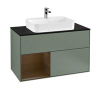 Villeroy & Boch V&B Meuble sous lavabo Finion 100, Pl b m, Étagère gauche, Noyer verni, Oli. m Lac Quantité:1