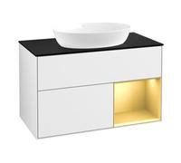 Villeroy & Boch V&B Meuble sous lavabo Finion 100, Pl b m, Reg gol m Lac, blanc brillant Lac Quantité:1