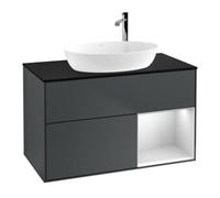 Villeroy & Boch V&B Meuble sous lavabo Finion 100, Pl blanc mat, Caisson blanc mat laqué, façade bleu mat laqué Quantité:1