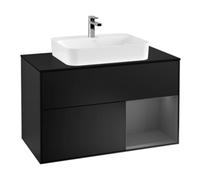 Villeroy & Boch V&B Meuble sous lavabo Finion 100, Pl blanc mat, côté droit anthracite mat, bleu mat Lac Quantité:1