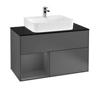 Villeroy & Boch V&B Meuble sous lavabo Finion 100, pl blanc mat, côté gauche anthracite mat Quantité:1