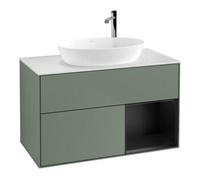 Villeroy & Boch V&B Meuble sous lavabo Finion 100, Pl blanc mat, Ray bleu mat Lac, Oli mat Lac Quantité:1