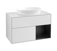 Villeroy & Boch V&B Meuble sous lavabo Finion 100, pl blanc mat, réglette bleue mat laquée, blanc mat laqué Quantité:1