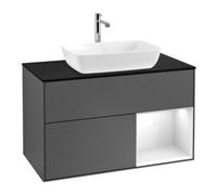 Villeroy & Boch V&B Meuble sous lavabo Finion 100, Pl blanc mat, Réglette globale blanche, Anthracite m Quantité:1
