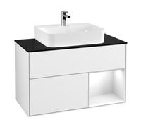 Villeroy & Boch V&B Meuble sous lavabo Finion 100, Pl blanc mat, Rg rouge glossy, blanc glossy Quantité:1
