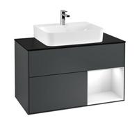 Villeroy & Boch V&B Meuble sous lavabo Finion 100, Pl blanc mat, Rg rouge gris blanc Lac, md bleu mat Lac Quantité:1
