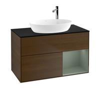 Villeroy & Boch V&B Meuble sous lavabo Finion 100, Pl bleu m, Étag Oli. m Lac, noyer ven Quantité:1