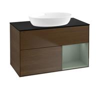 Villeroy & Boch V&B Meuble sous lavabo Finion 100, Pl bleu m, Étag Oli. m Lac, noyer ven Quantité:1